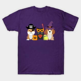 Three cute dogs Halloween design T-Shirt